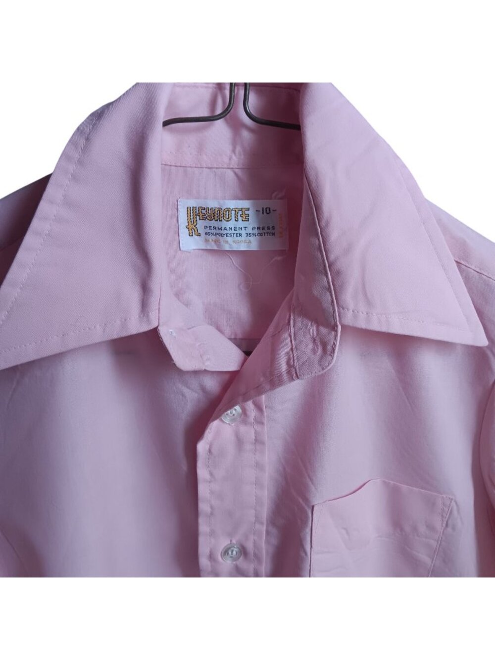 Disco Shirt 1970's Boys 10 Vintage Pink Button-Up Mod Permanent Press